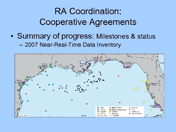 RA Coordination: Cooperative Agreements • Summary of progress: Milestones & status – 2007 Near-Real-Time