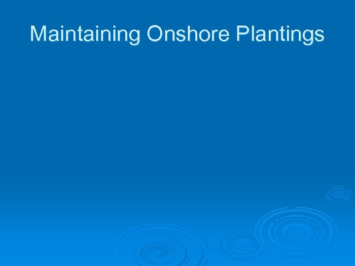Maintaining Onshore Plantings 