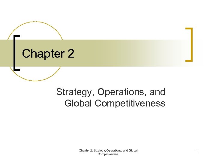 Chapter 2 Strategy, Operations, and Global Competitiveness Chapter 2: Strategy, Operations, and Global Competivevess