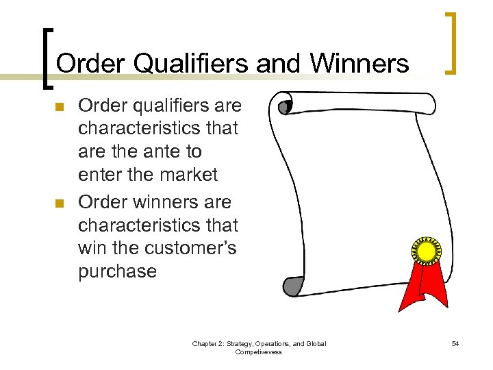 Order Qualifiers and Winners n n Order qualifiers are characteristics that are the ante