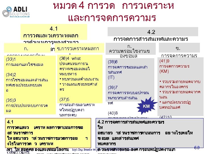 หมวด 4 การวด การวเคราะห และการจดการความร 4. 1 การวดและวเคราะหผลก ารดำเนนการของสวนรา ก. ข ชการ. การวเคราะหผลกา การวดผลการดำเน