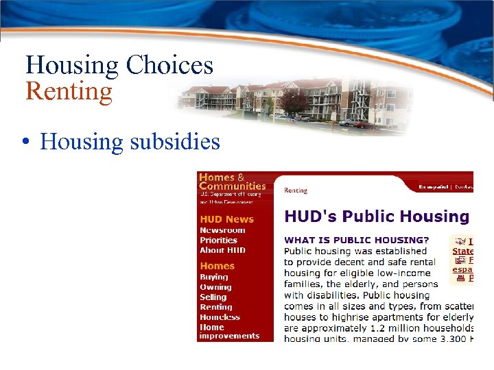Housing Choices Renting • Housing subsidies 