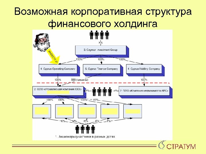 Возможная корпоративная структура финансового холдинга 