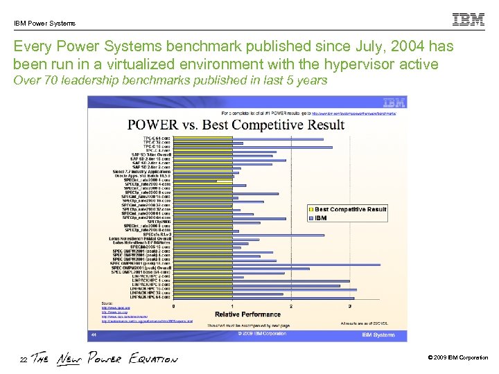 IBM Power Systems Every Power Systems benchmark published since July, 2004 has been run