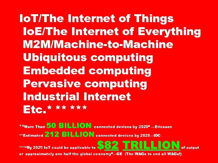 Io. T/The Internet of Things Io. E/The Internet of Everything M 2 M/Machine-to-Machine Ubiquitous