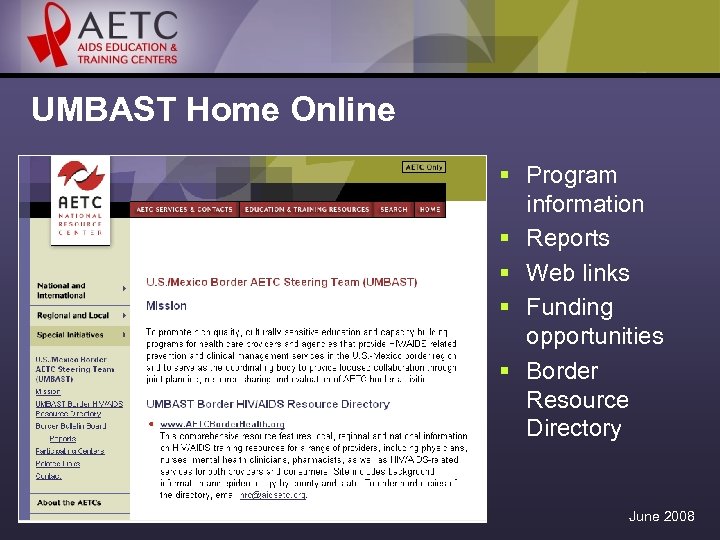 UMBAST Home Online § Program information § Reports § Web links § Funding opportunities