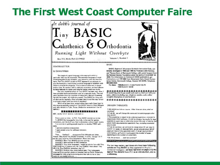 The First West Coast Computer Faire 