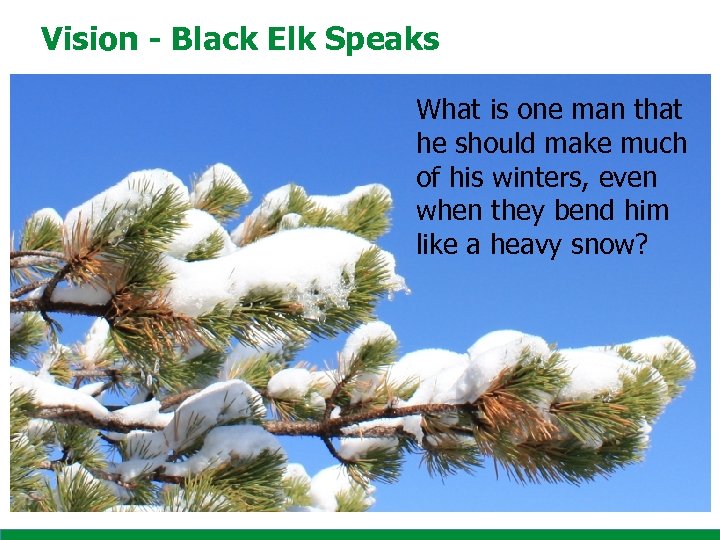 Vision - Black Elk Speaks What is one man that he should make much