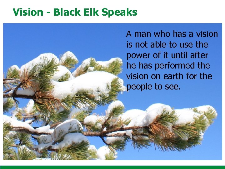 Vision - Black Elk Speaks A man who has a vision is not able