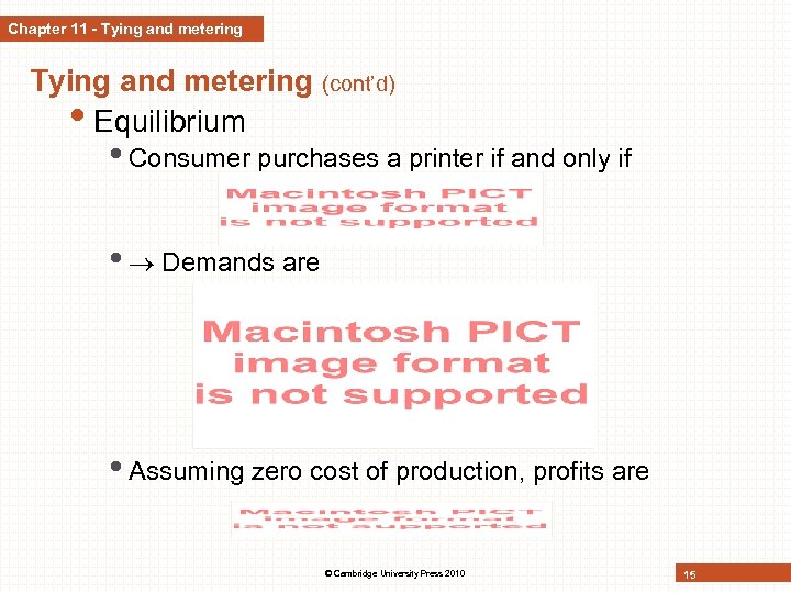 Chapter 11 - Tying and metering (cont’d) • Equilibrium • Consumer purchases a printer
