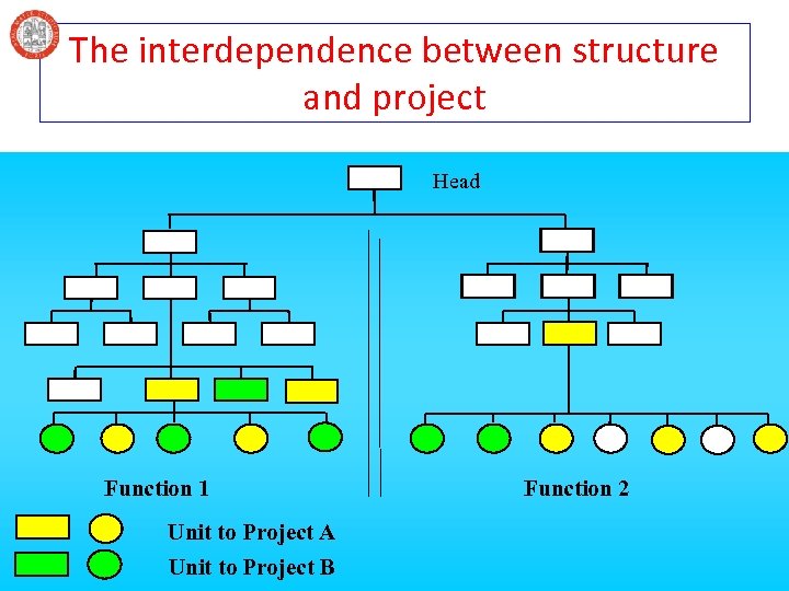 The interdependence between structure and project Head Function 1 Unit to Project A Unit