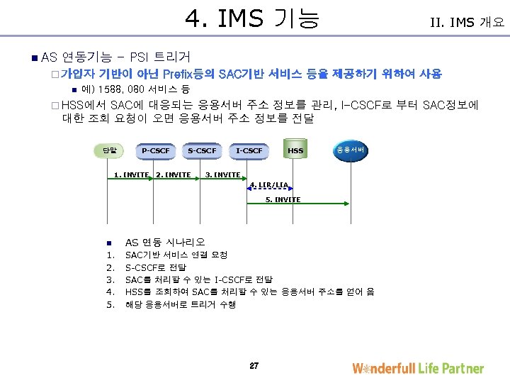 4. IMS 기능 n AS II. IMS 개요 연동기능 - PSI 트리거 ¨ 가입자