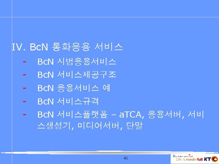 IV. Bc. N 통화응용 서비스 - Bc. N 시범응용서비스 - Bc. N 서비스제공구조 -