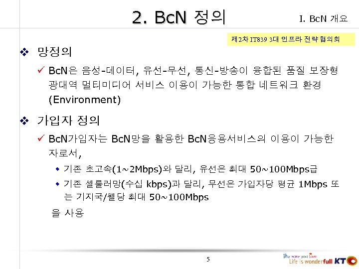 2. Bc. N 정의 I. Bc. N 개요 제 2차 IT 839 3대 인프라