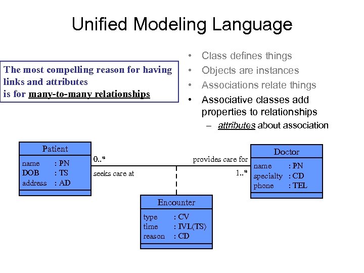 Unified Modeling Language The most compelling reason for having links and attributes is for