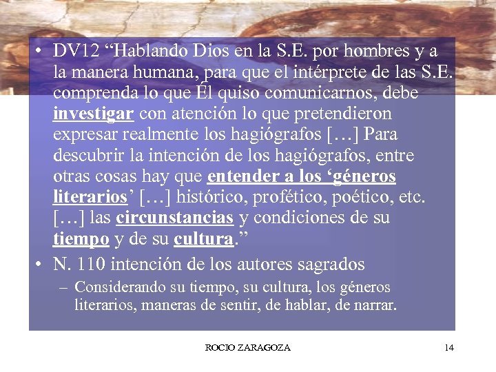  • DV 12 “Hablando Dios en la S. E. por hombres y a