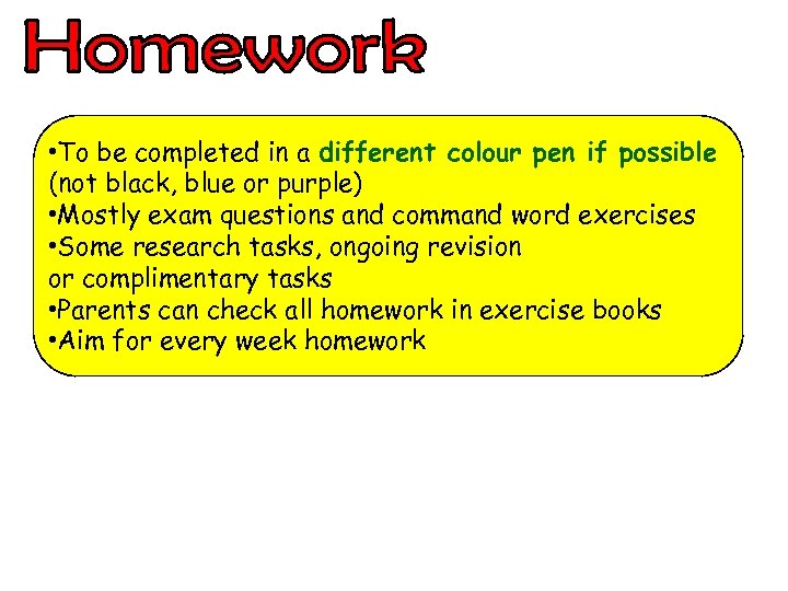  • To be completed in a different colour pen if possible (not black,