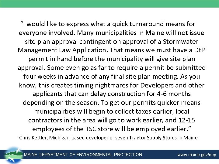 “I would like to express what a quick turnaround means for everyone involved. Many