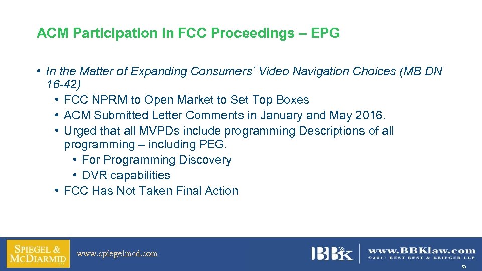 ACM Participation in FCC Proceedings – EPG • In the Matter of Expanding Consumers’