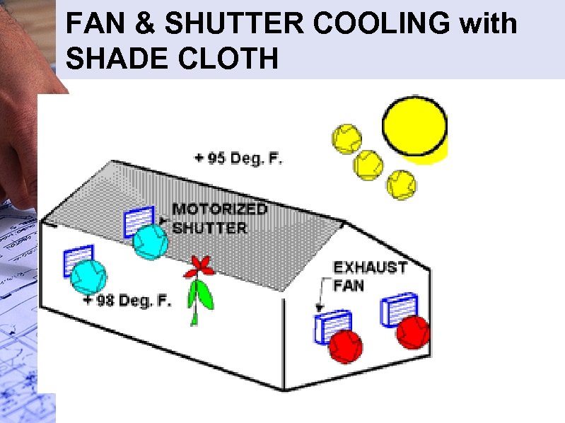 FAN & SHUTTER COOLING with SHADE CLOTH 