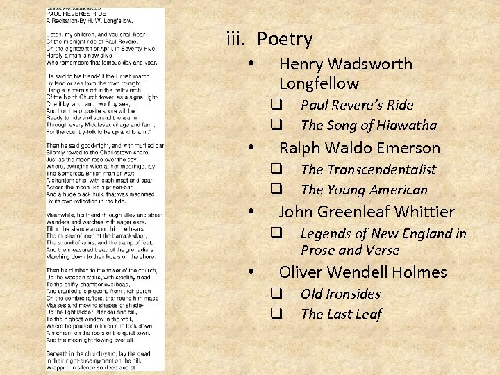 iii. Poetry • Henry Wadsworth Longfellow q q • Ralph Waldo Emerson q q