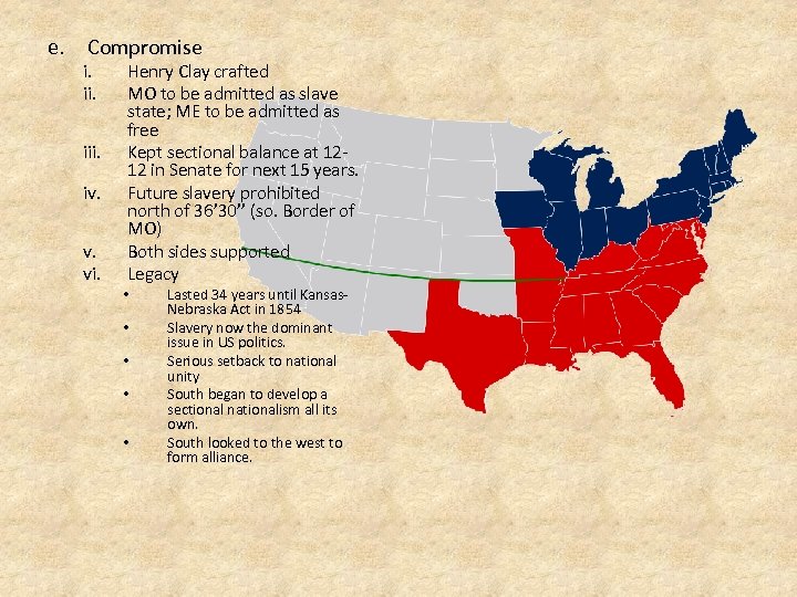 e. Compromise i. ii. iii. iv. v. vi. Henry Clay crafted MO to be