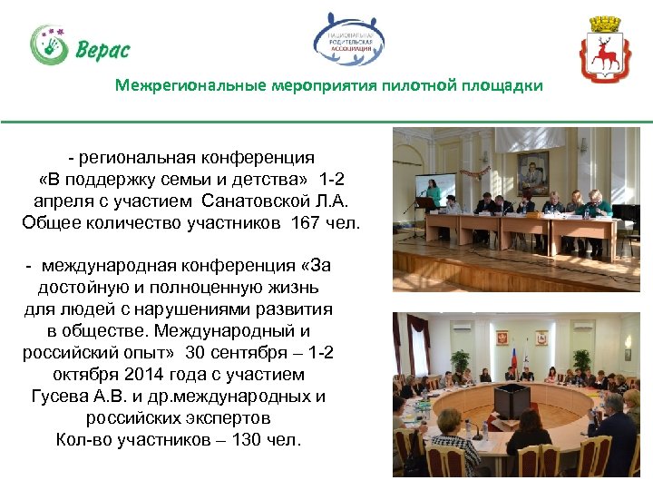 Межрегиональные мероприятия пилотной площадки - региональная конференция «В поддержку семьи и детства» 1 -2