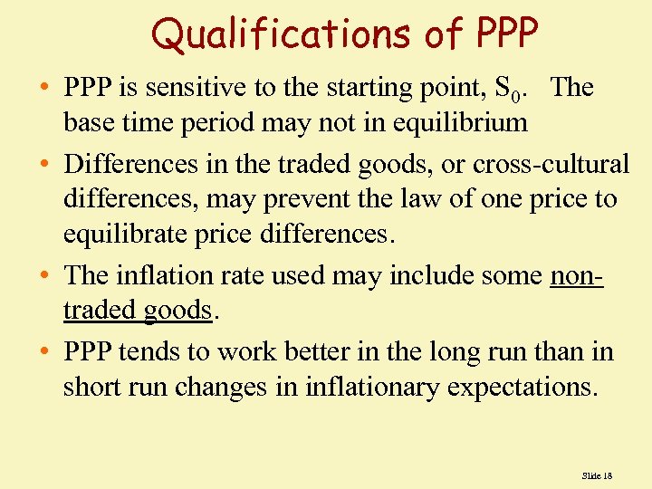 Qualifications of PPP • PPP is sensitive to the starting point, S 0. The