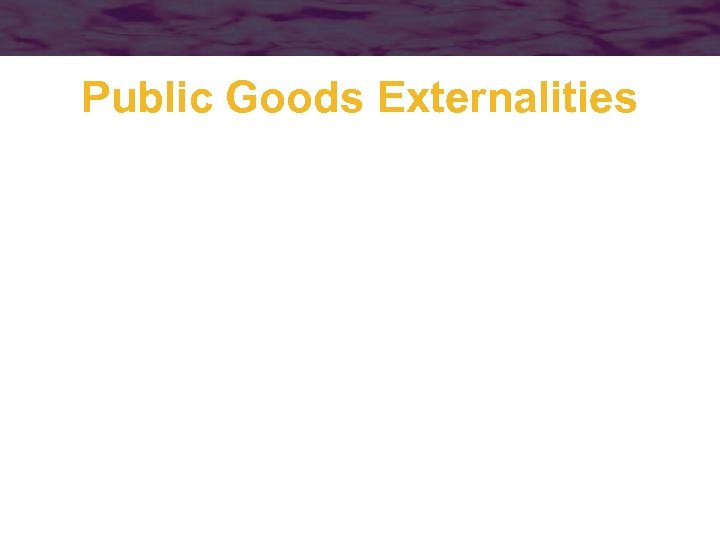 Public Goods Externalities 