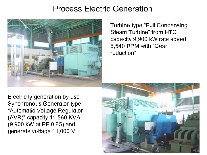 Process Electric Generation Turbine type “Full Condensing Steam Turbine” from HTC capacity 9, 900