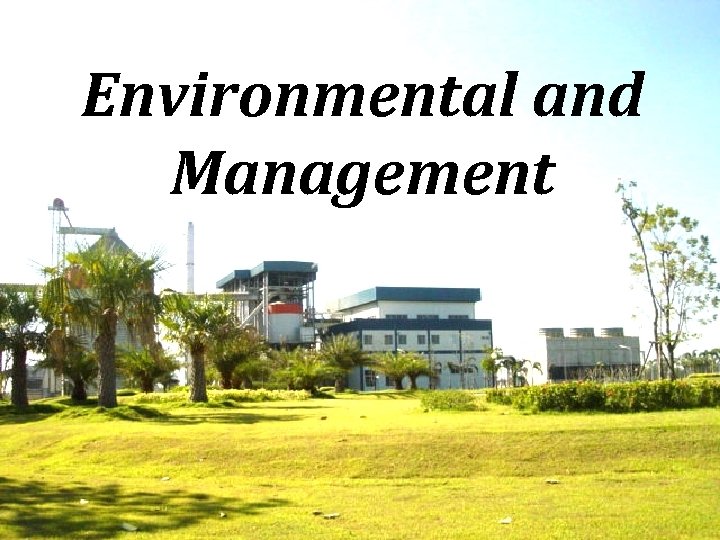 Environmental and Management 