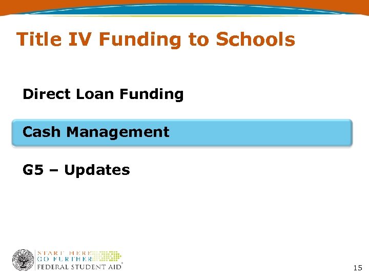 Title IV Funding to Schools Direct Loan Funding Cash Management G 5 – Updates