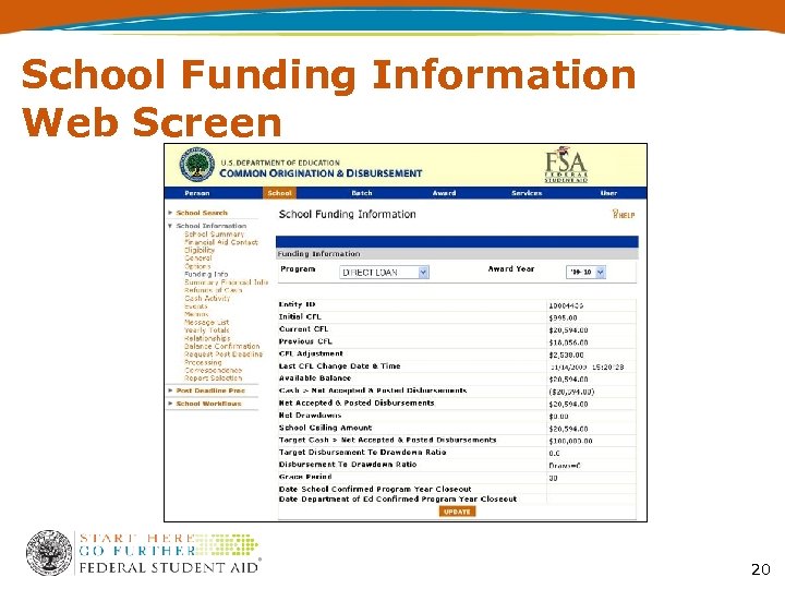 School Funding Information Web Screen 20 