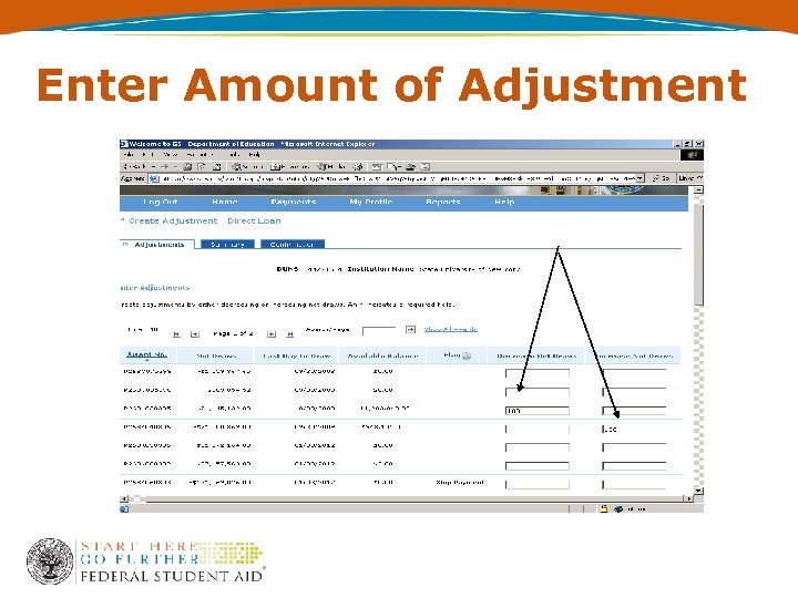 Enter Amount of Adjustment 