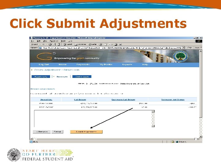 Click Submit Adjustments 