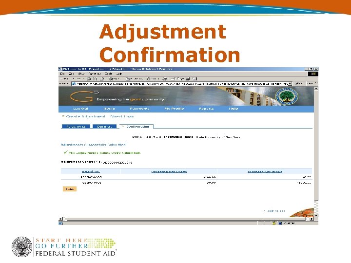 Adjustment Confirmation 