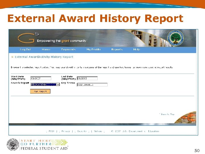External Award History Report 50 