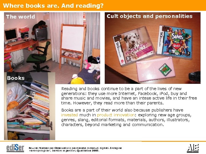 Where books are. And reading? The world Cult objects and personalities Books Reading and