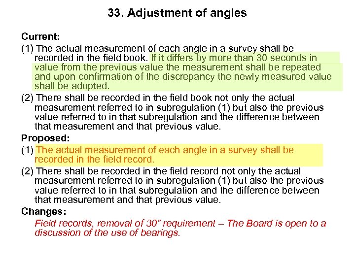 33. Adjustment of angles Current: (1) The actual measurement of each angle in a
