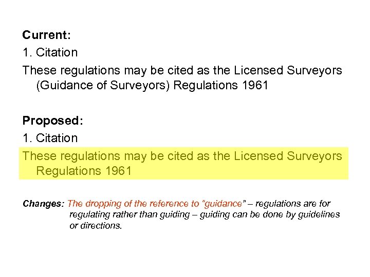 Current: 1. Citation These regulations may be cited as the Licensed Surveyors (Guidance of