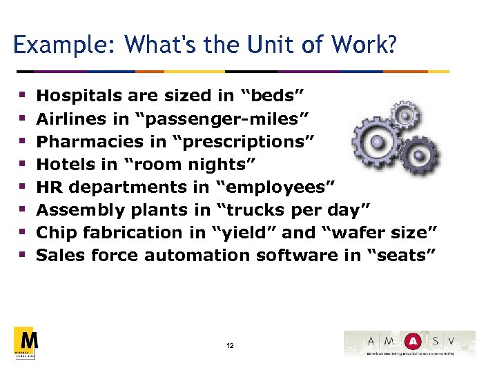 Example: What's the Unit of Work? § § § § Hospitals are sized in