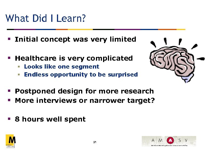 What Did I Learn? § Initial concept was very limited § Healthcare is very