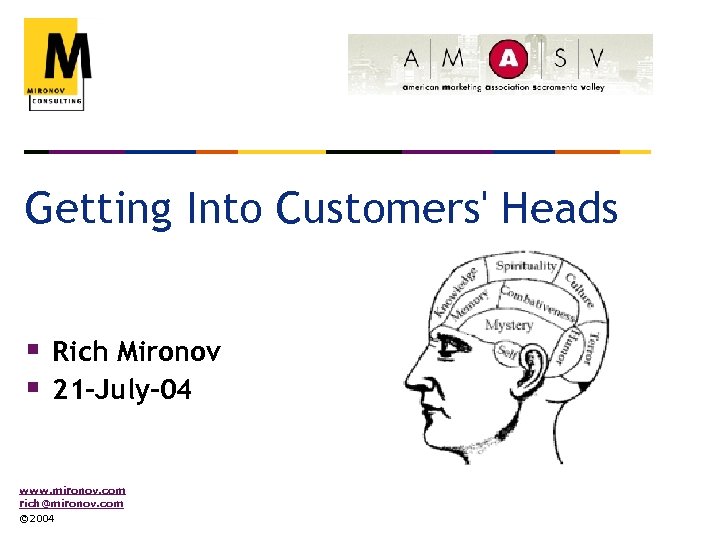 Getting Into Customers' Heads § Rich Mironov § 21 -July-04 www. mironov. com rich@mironov.