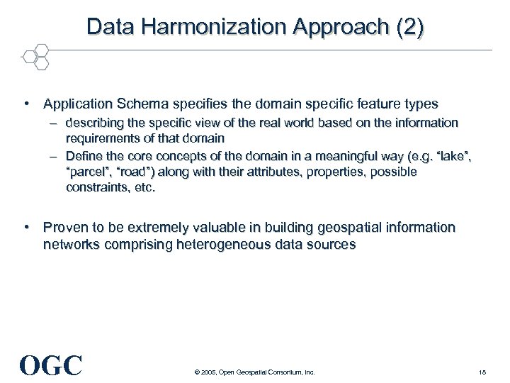 Data Harmonization Approach (2) • Application Schema specifies the domain specific feature types –