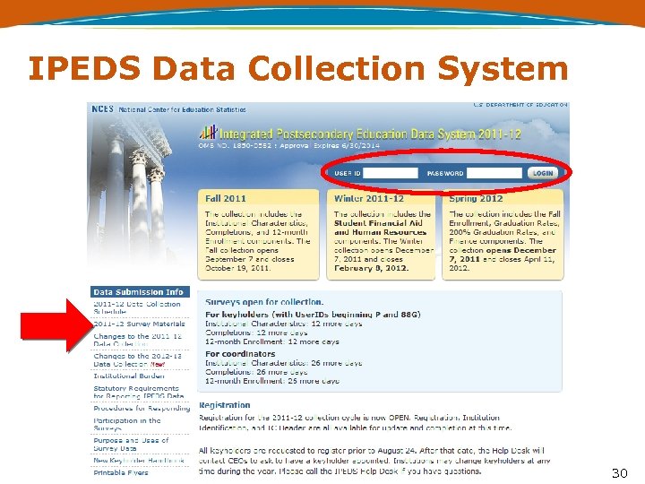 IPEDS Data Collection System 30 