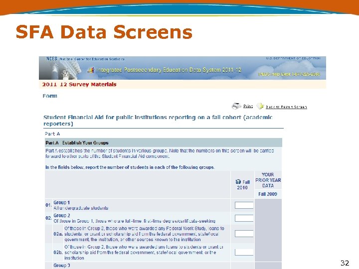 SFA Data Screens 32 