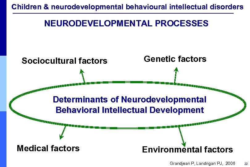 Children & neurodevelopmental behavioural intellectual disorders NEURODEVELOPMENTAL PROCESSES Sociocultural factors Genetic factors Determinants of