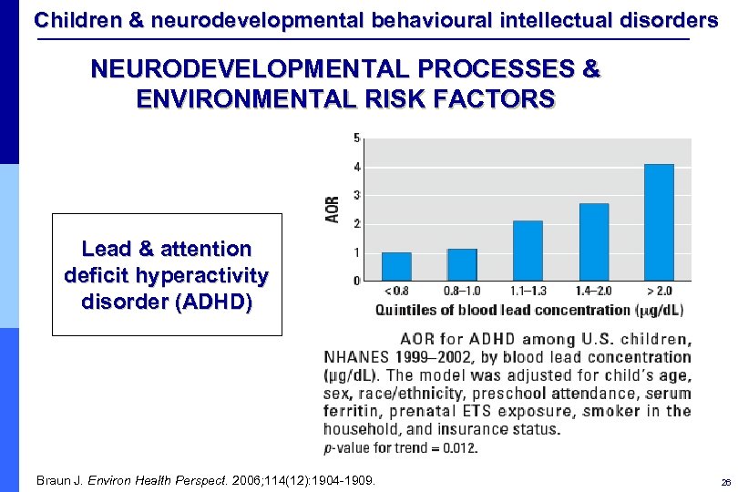 Children & neurodevelopmental behavioural intellectual disorders NEURODEVELOPMENTAL PROCESSES & ENVIRONMENTAL RISK FACTORS Lead &
