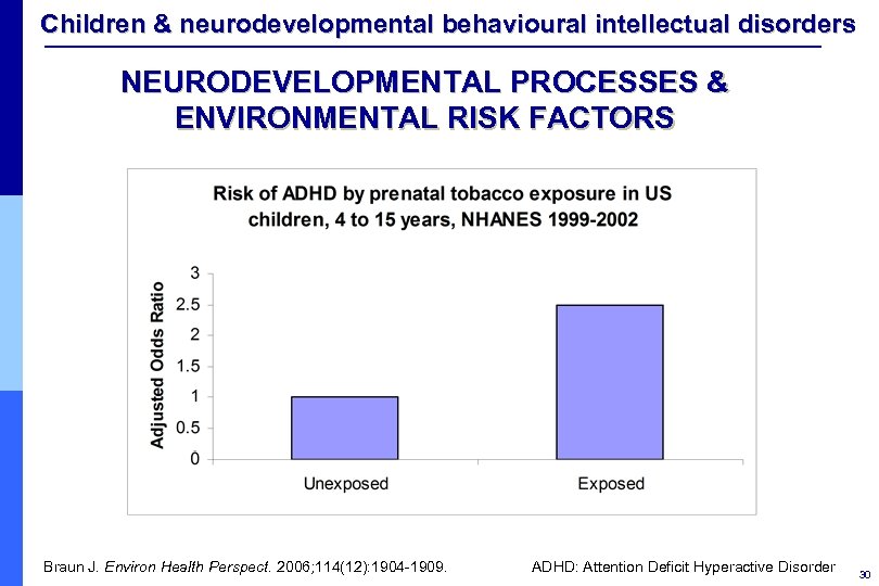 Children & neurodevelopmental behavioural intellectual disorders NEURODEVELOPMENTAL PROCESSES & ENVIRONMENTAL RISK FACTORS Braun J.
