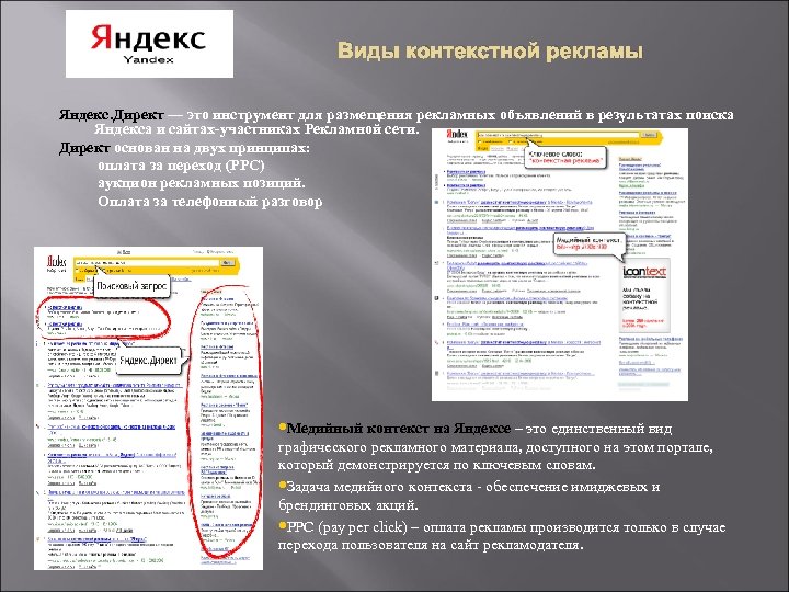 Виды контекстной рекламы Яндекс. Директ — это инструмент для размещения рекламных объявлений в результатах